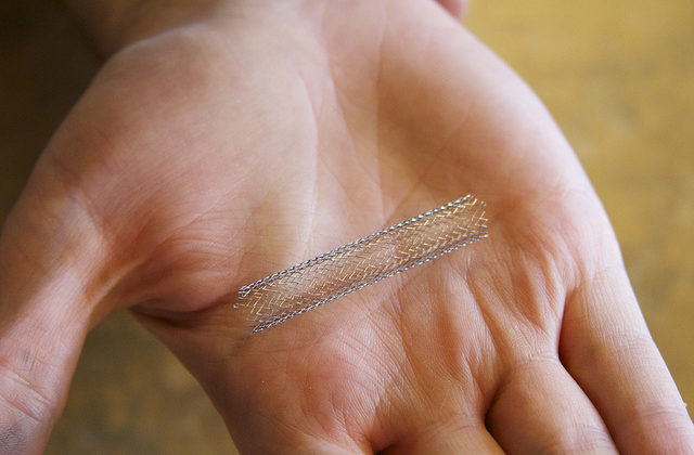 Photo of an opened medical stent